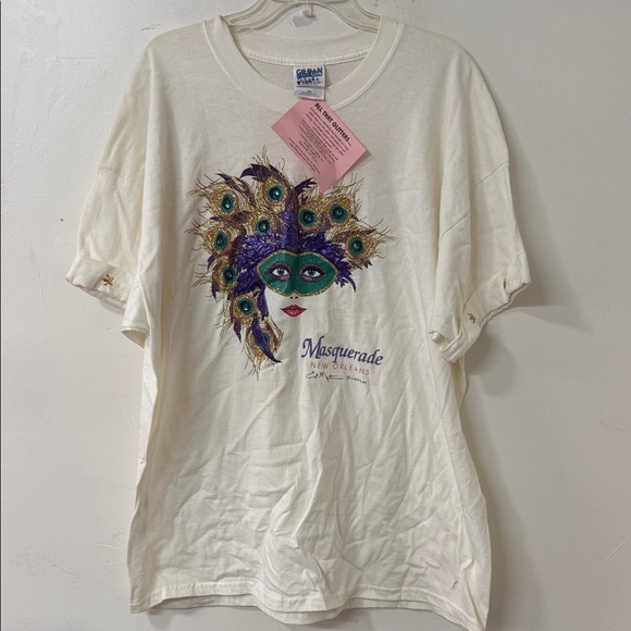 Gildan Tops - Gildan Cream Masquerade Graphic Tee 1990’s nwt